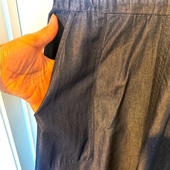 New York & Co Dress Women M Navy Sleeveless Pocket Cotton Sateen Long Maxi NWT - Picture 5 of 12